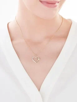 Best Apart Zawieszka z żółtego złota z diamentami -  serce, róża - 0,05 ct - próba 375