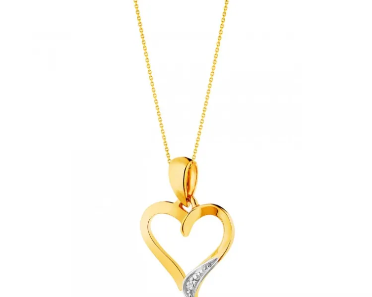 Discount Apart Zawieszka z żółtego złota z diamentem - serce - 0,002 ct - próba 585