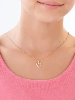Discount Apart Zawieszka z żółtego złota z diamentem - serce - 0,002 ct - próba 585