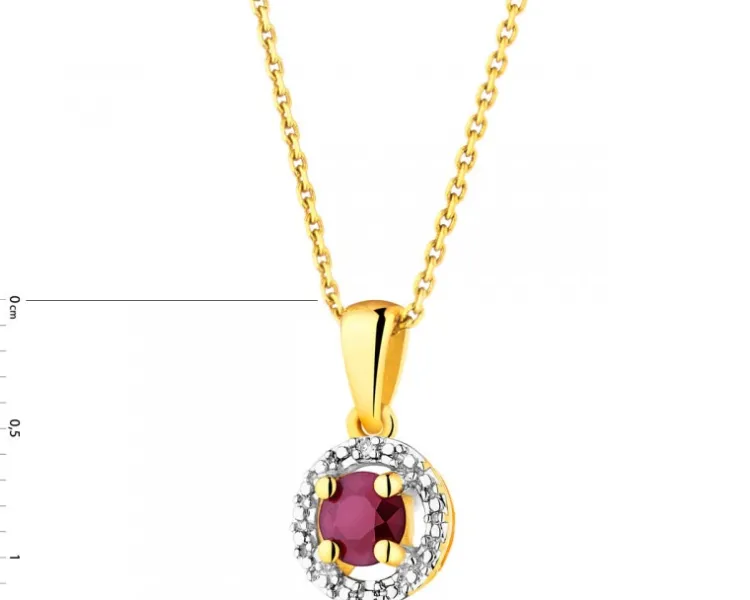 Discount Apart Zawieszka z żółtego złota z diamentem i rubinem - próba 375
