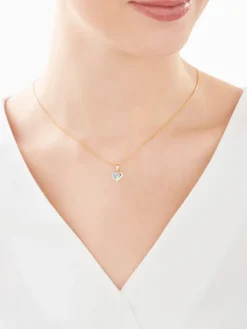 Outlet Apart Zawieszka z żółtego złota z diamentem i topazem - serce - próba 585