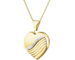 Sale Apart Zawieszka z żółtego złota z diamentami - puzderko - serce - 0,01 ct - próba 585