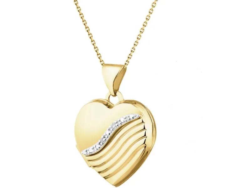Sale Apart Zawieszka z żółtego złota z diamentami - puzderko - serce - 0,01 ct - próba 585