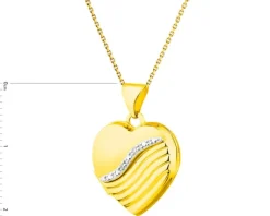 Sale Apart Zawieszka z żółtego złota z diamentami - puzderko - serce - 0,01 ct - próba 585