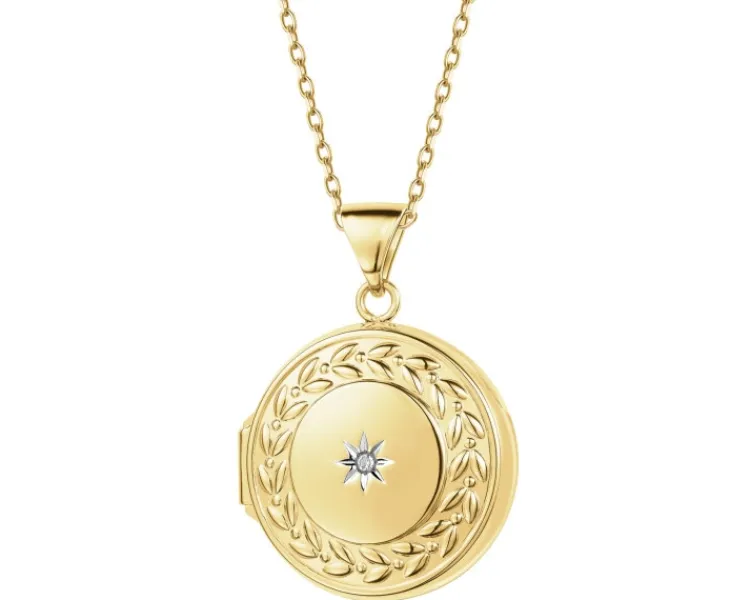 Apart Zawieszka z żółtego złota z diamentem - puzderko - koło - 0,005 ct - próba 375< Wszystkie