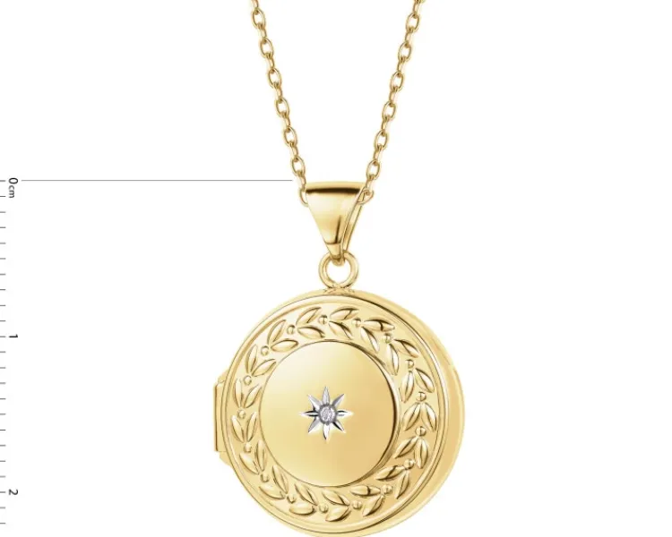 Apart Zawieszka z żółtego złota z diamentem - puzderko - koło - 0,005 ct - próba 375< Wszystkie