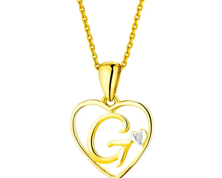 Apart Zawieszka z żółtego złota z diamentem - litera G, serce - 0,005 ct - próba 585< Wszystkie