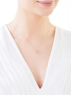 Discount Apart Zawieszka z żółtego złota z diamentami - serce, nieskończoność - 0,01 ct - próba 375