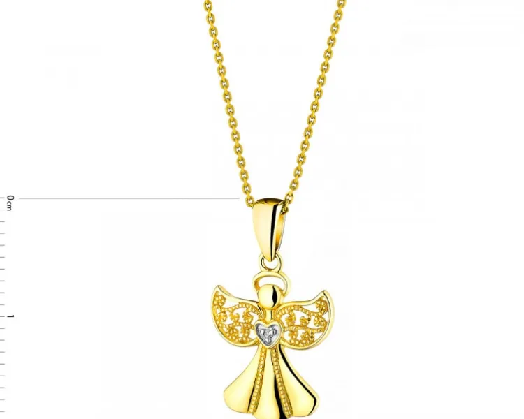 Apart Zawieszka z żółtego złota z diamentem - aniołek - 0,003 ct - próba 375< Zawieszki