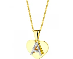 Best Apart Zawieszka z żółtego złota z diamentami- serce, litera A - 0,006 ct - próba 375