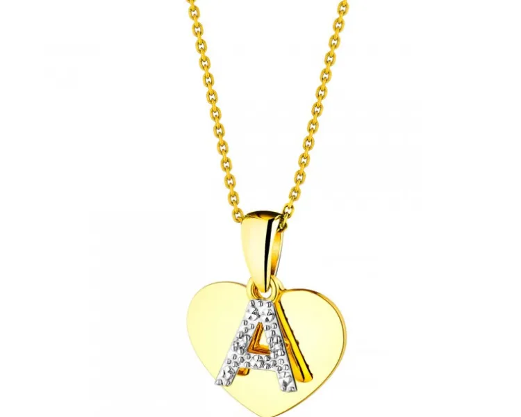 Best Apart Zawieszka z żółtego złota z diamentami- serce, litera A - 0,006 ct - próba 375