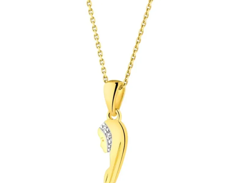 Apart Zawieszka z żółtego złota z diamentami - medalik Matka Boska - 0,006 ct - próba 375< Zawieszki