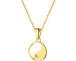 Discount Apart Zawieszka z żółtego złota z diamentem - yin yang - 0,006 ct - próba 375