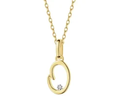 Discount Apart Zawieszka z żółtego złota z diamentem - litera O - 0,003 ct - próba 375