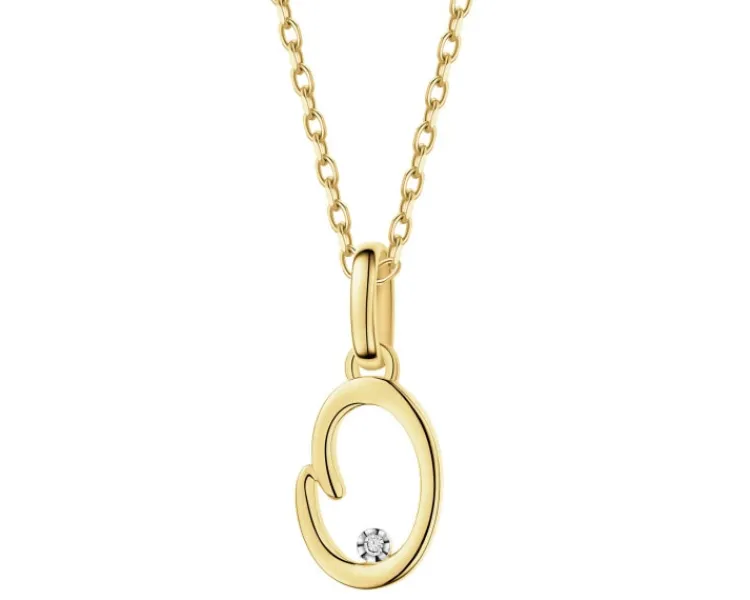 Discount Apart Zawieszka z żółtego złota z diamentem - litera O - 0,003 ct - próba 375