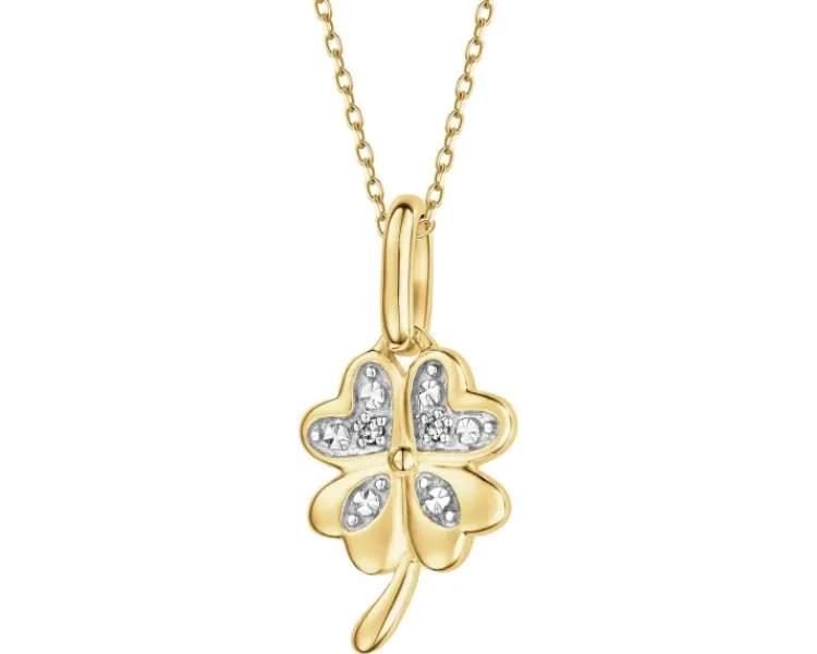 Apart Zawieszka z żółtego złota z diamentami - koniczyna - 0,006 ct - próba 585< Zawieszki