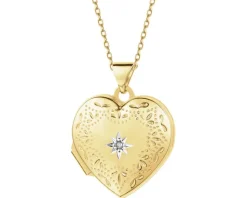 Online Apart Zawieszka z żółtego złota z diamentem - puzderko - serce - 0,005 ct - próba 585