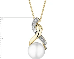 Clearance Apart Zawieszka z żółtego złota z diamentami i perłą - próba 585