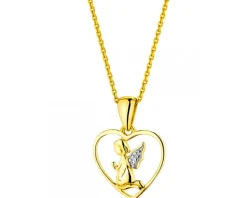 Apart Zawieszka z żółtego złota z diamentem - aniołek, serce - 0,003 ct - próba 375< Zawieszki