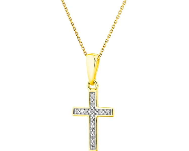 Apart Zawieszka z żółtego złota z diamentami - krzyż - 0,02 ct - próba 375< Zawieszki