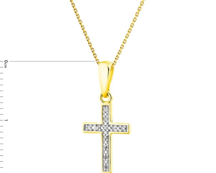 Apart Zawieszka z żółtego złota z diamentami - krzyż - 0,02 ct - próba 375< Zawieszki