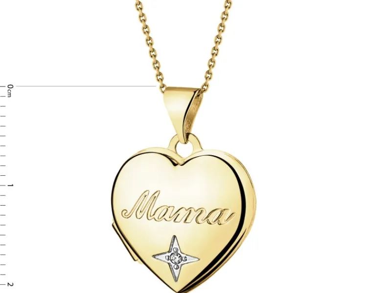 Apart Zawieszka z żółtego złota z diamentem - puzderko - serce, mama - 0,005 ct - próba 375< Wszystkie
