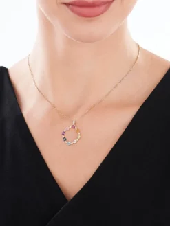 Clearance Apart Zawieszka z żółtego złota z diamentami i kamieniami ozdobnymi - próba 375