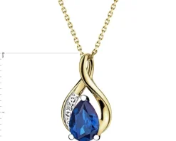 Discount Apart Zawieszka z żółtego złota z diamentem i szafirem syntetycznym - próba 375