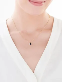 Discount Apart Zawieszka z żółtego złota z diamentem i szafirem syntetycznym - próba 375