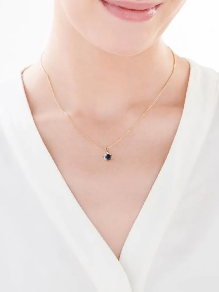 Discount Apart Zawieszka z żółtego złota z diamentem i szafirem syntetycznym - próba 375
