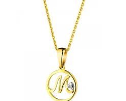Best Apart Zawieszka z żółtego złota z diamentem - litera M - 0,003 ct - próba 585