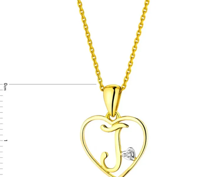Apart Zawieszka z żółtego złota z diamentem - litera J, serce - 0,005 ct - próba 585