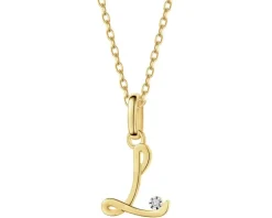 Apart Zawieszka z żółtego złota z diamentem - litera L - 0,003 ct - próba 375< Wszystkie