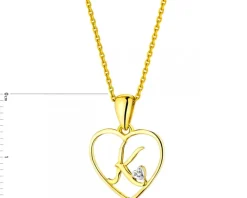 Clearance Apart Zawieszka z żółtego złota z diamentem - litera K, serce - 0,005 ct - próba 375