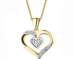 Hot Apart Zawieszka z żółtego złota z diamentami -  serca - 0,01 ct - próba 375