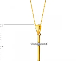 Outlet Apart Zawieszka z żółtego złota z diamentami - krzyż - 0,02 ct - próba 375