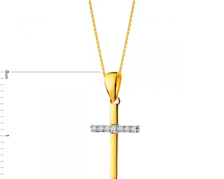 Outlet Apart Zawieszka z żółtego złota z diamentami - krzyż - 0,02 ct - próba 375