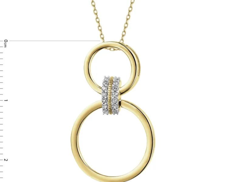 Discount Apart Zawieszka z żółtego złota z diamentami - koła - 0,05 ct - próba 375