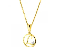 Best Apart Zawieszka z żółtego złota z diamentem - litera L - 0,003 ct - próba 585