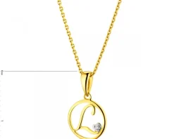 Best Apart Zawieszka z żółtego złota z diamentem - litera L - 0,003 ct - próba 585