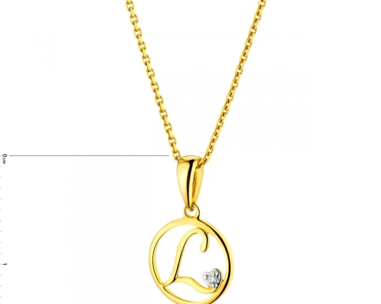 Best Apart Zawieszka z żółtego złota z diamentem - litera L - 0,003 ct - próba 585