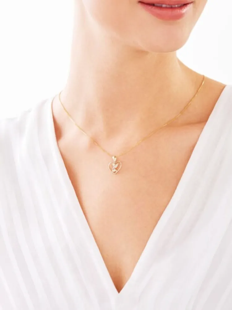 Apart Zawieszka z żółtego złota z diamentem - aniołek, serce - 0,003 ct - próba 585< Zawieszki