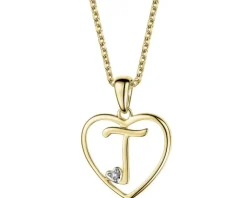 Online Apart Zawieszka z żółtego złota z diamentem - litera T, serce - 0,005 ct - próba 375