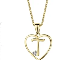 Online Apart Zawieszka z żółtego złota z diamentem - litera T, serce - 0,005 ct - próba 375