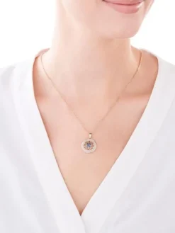 Apart Zawieszka z żółtego złota z diamentami i topazem London Blue - rozeta - próba 585< Zawieszki