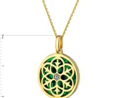 Apart Zawieszka z żółtego złota z diamentem i emalią - rozeta - 0,004 ct - próba 375< Zawieszki