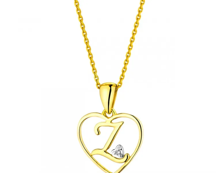 Apart Zawieszka z żółtego złota z diamentem - litera Z, serce - 0,005 ct - próba 375