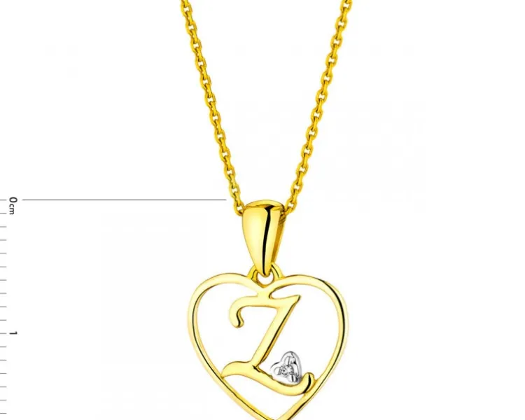Apart Zawieszka z żółtego złota z diamentem - litera Z, serce - 0,005 ct - próba 375