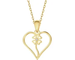 New Apart Zawieszka z żółtego złota z diamentem - serce, koniczyna - 0,002 ct - próba 375