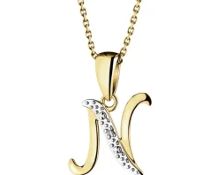 Apart Zawieszka z żółtego złota z diamentem - litera N - 0,003 ct - próba 375< Zawieszki